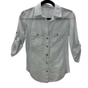 Standard James Perse Mint Roll Tab Utility Shirt Blouse Womens Size 1 S Cotton